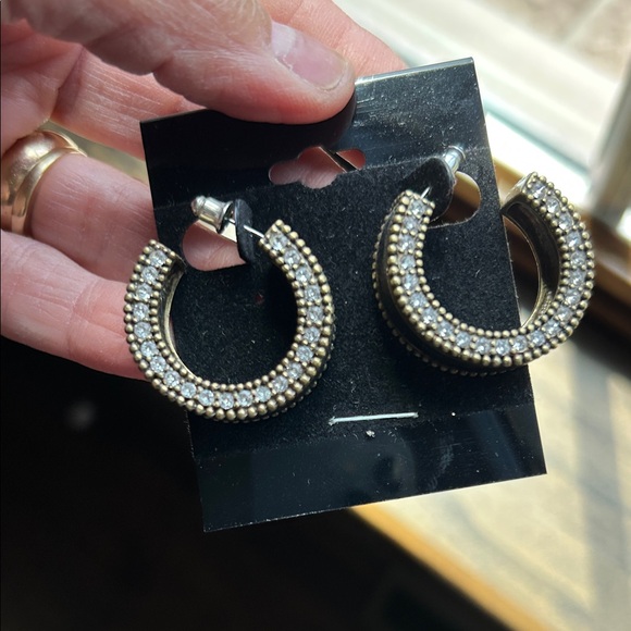 Silpada Gold and Silver Crystal Hoop Earrings - Picture 3 of 6